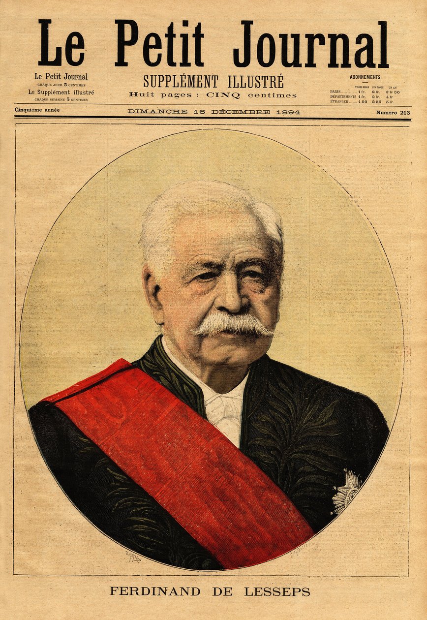 Porträt von Ferdinand de Lesseps (1805-1894), genannt „der große Franzose“, Diplomat und Unternehmer, er ist der Hauptförderer des Suezkanals, der Port-Said am Mittelmeer mit Suez am Roten Meer (Ägypten) verbindet, und des Panamakanals, der den Atlantik m von Unknown artist
