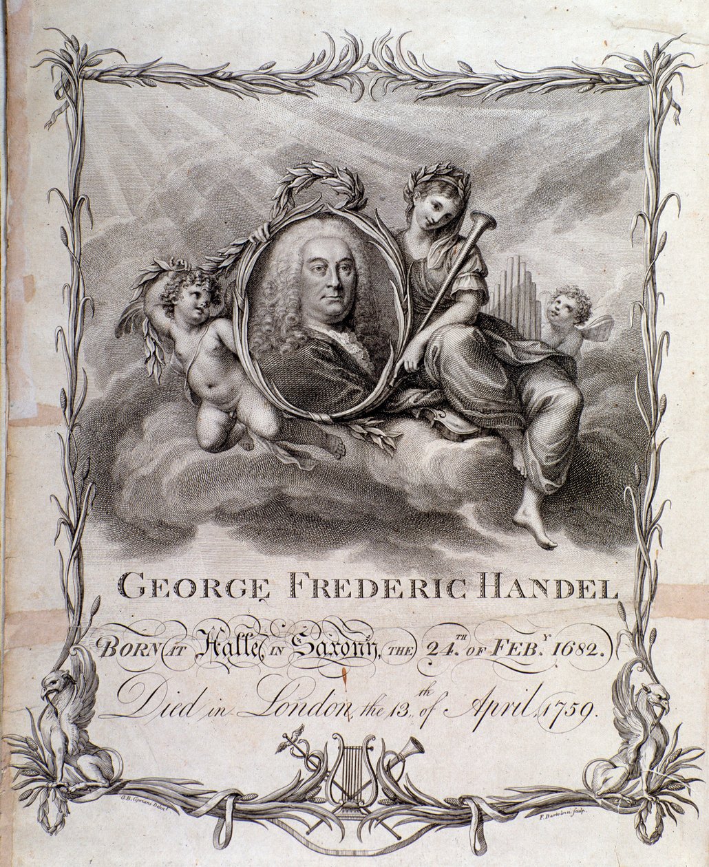 Porträt von Georg Friedrich Händel (Kupferstich) von Unknown artist