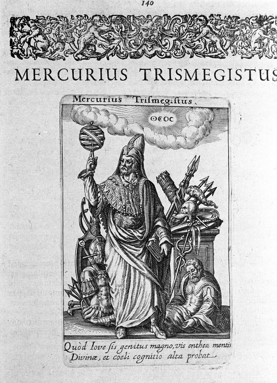 Porträt von Hermes Trismegistos, Astrologe, Idealporträt aus einem Traktat von Jacques Boissard „De divinatione et Magicis“ 1605 von Unknown artist