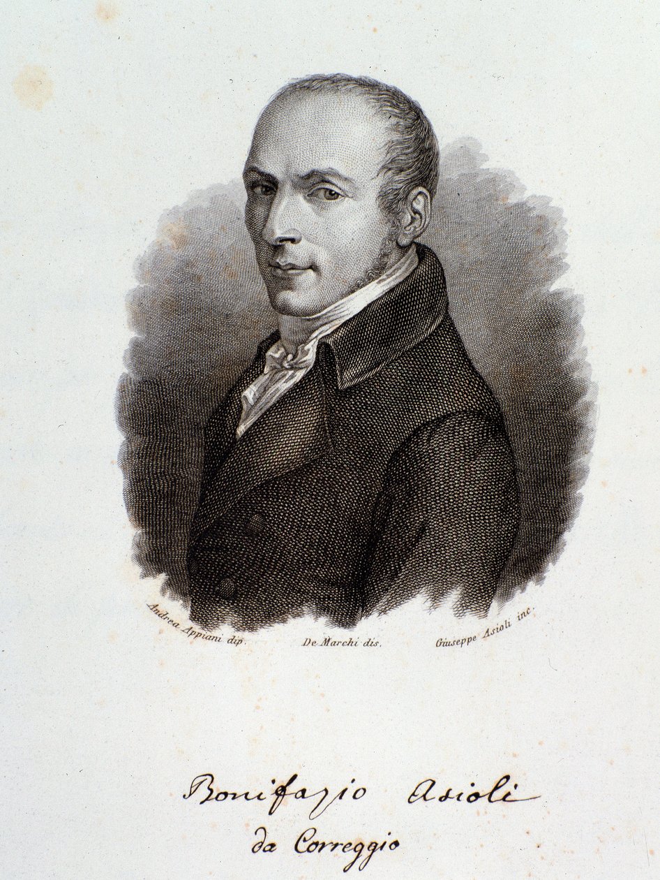 Porträt des italienischen Komponisten Bonifazio Asioli. Gravur. 19. Jahrhundert von Unknown artist