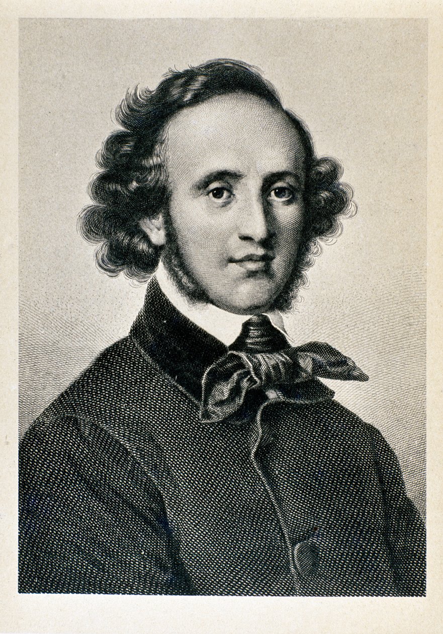 Porträt von Jakob Ludwig Felix Mendelssohn Bartholdy (1809-1847), deutscher Dirigent und Komponist. Lithographie des 19. Jahrhunderts. Biblioteca del Conservatorio Giuseppe Verdi, Mailand von Unknown artist