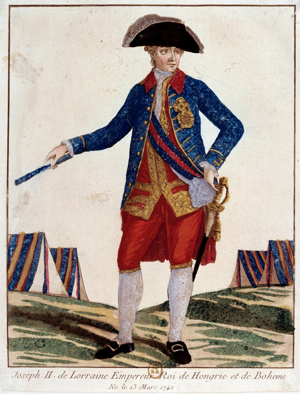 Porträt von Joseph II. von Lothringen (1741 - 1790), Kaiser des Heiligen Römischen Reiches, Kaiser von Österreich, König von Ungarn und Böhmen. Gravur des 18. Jahrhunderts. Paris, Musée Carnavalet von Unknown artist