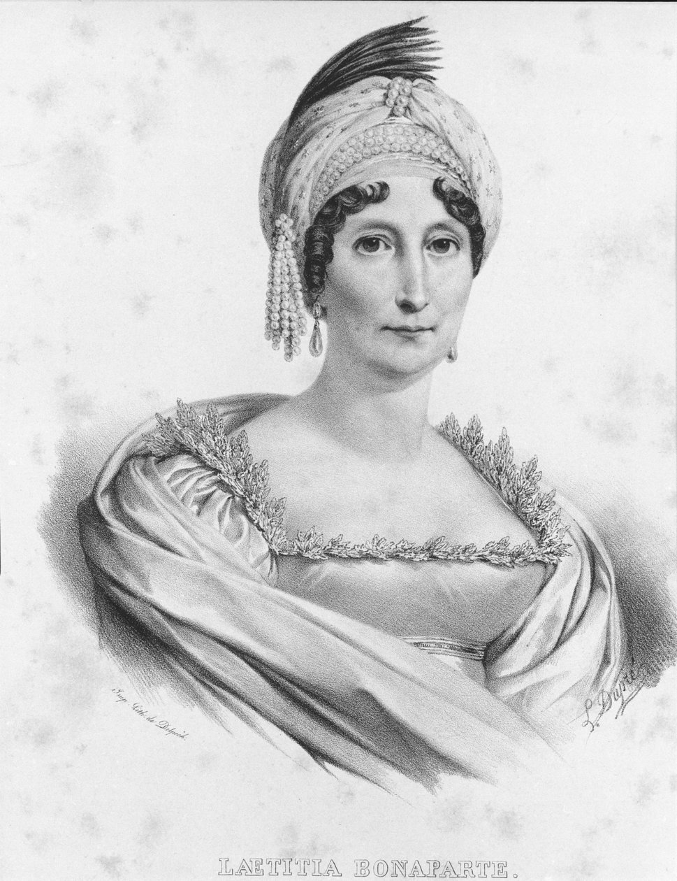 Porträt von Laetitia Bonaparte (Letizia Maria Ramolino) (1750-1836), Mutter von Napoleon I. Gravur aus dem 19. Jahrhundert von Unknown artist