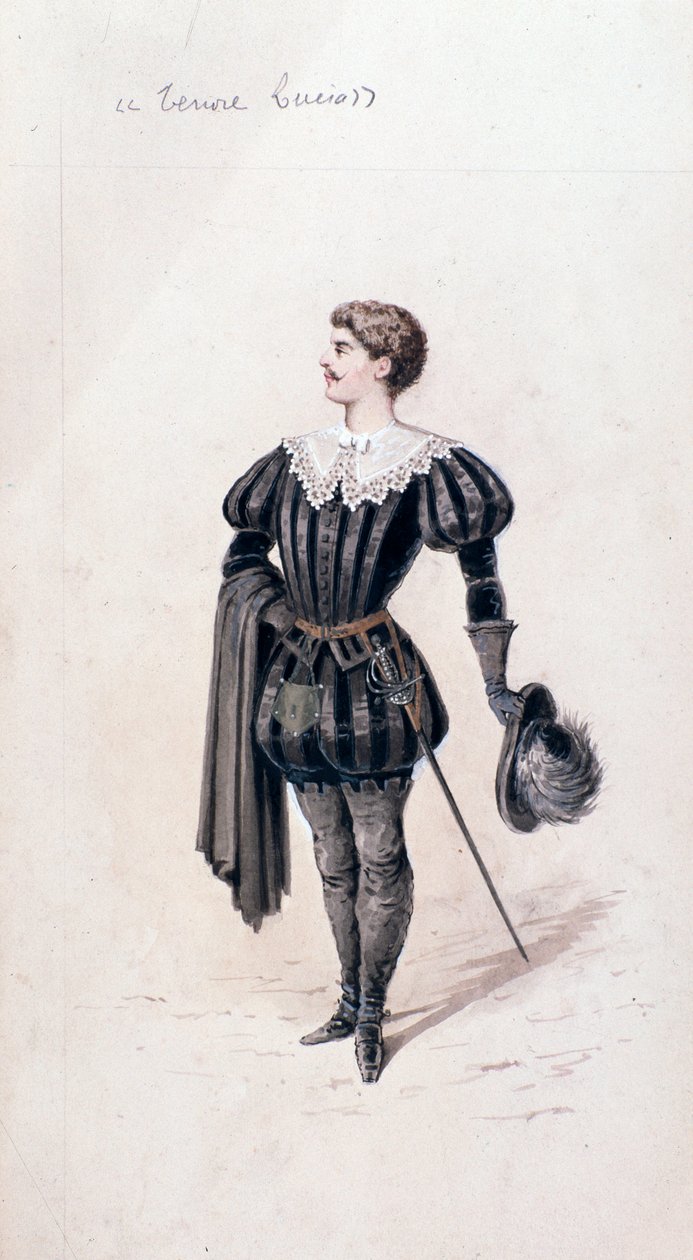 Porträt von Lucio, Tenor in Lucia di Lammermoor, Oper von Gaetano Donizetti von Unknown artist