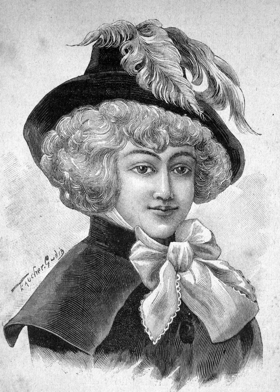 Porträt von Mademoiselle de Fontenay oder Teresa (Theresa oder Terezia) Cabarrus, genannt Madame Tallien (Talien), Prinzessin von Caraman Chimay (1773 - 1835) - in „Les Contemporains“, o.D. Ende 19. Jahrhundert von Unknown artist