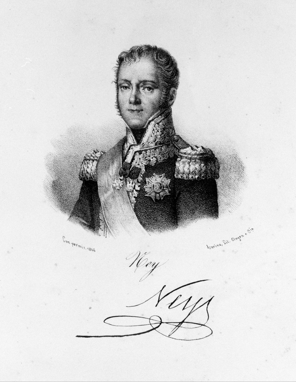 Porträt von Michel Ney, Herzog von Elchingen, Prinz von der Moskwa (1769 - 1815), Marschall von Frankreich. Gravur aus dem 19. Jahrhundert. von Unknown artist