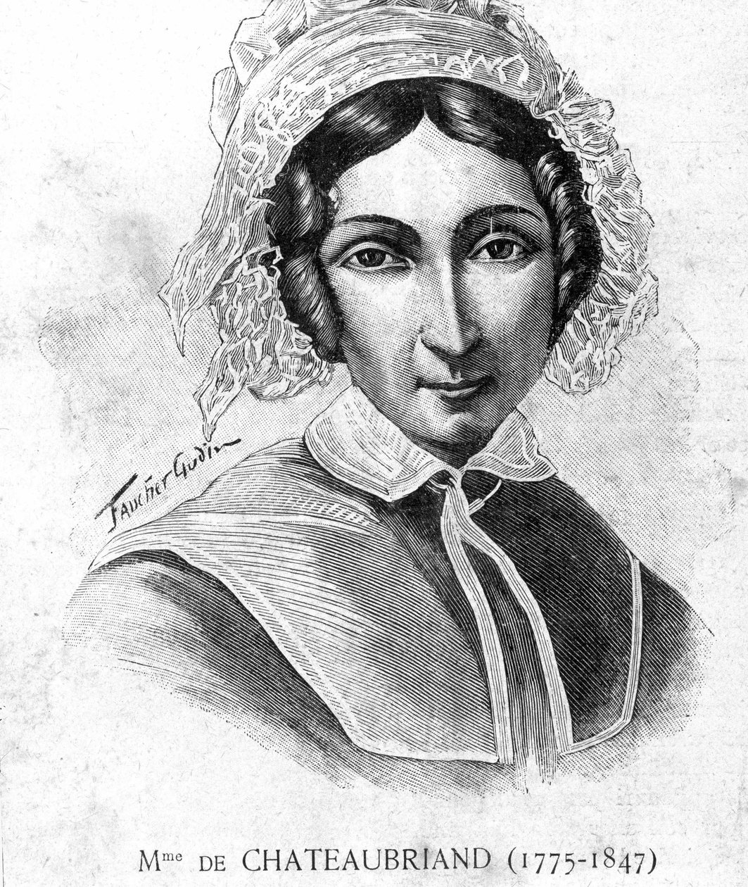 Porträt von Mme de Chateaubriand (1775 - 1847) - in „Les Contemporains“, o.D. Ende 19. Jahrhundert von Unknown artist