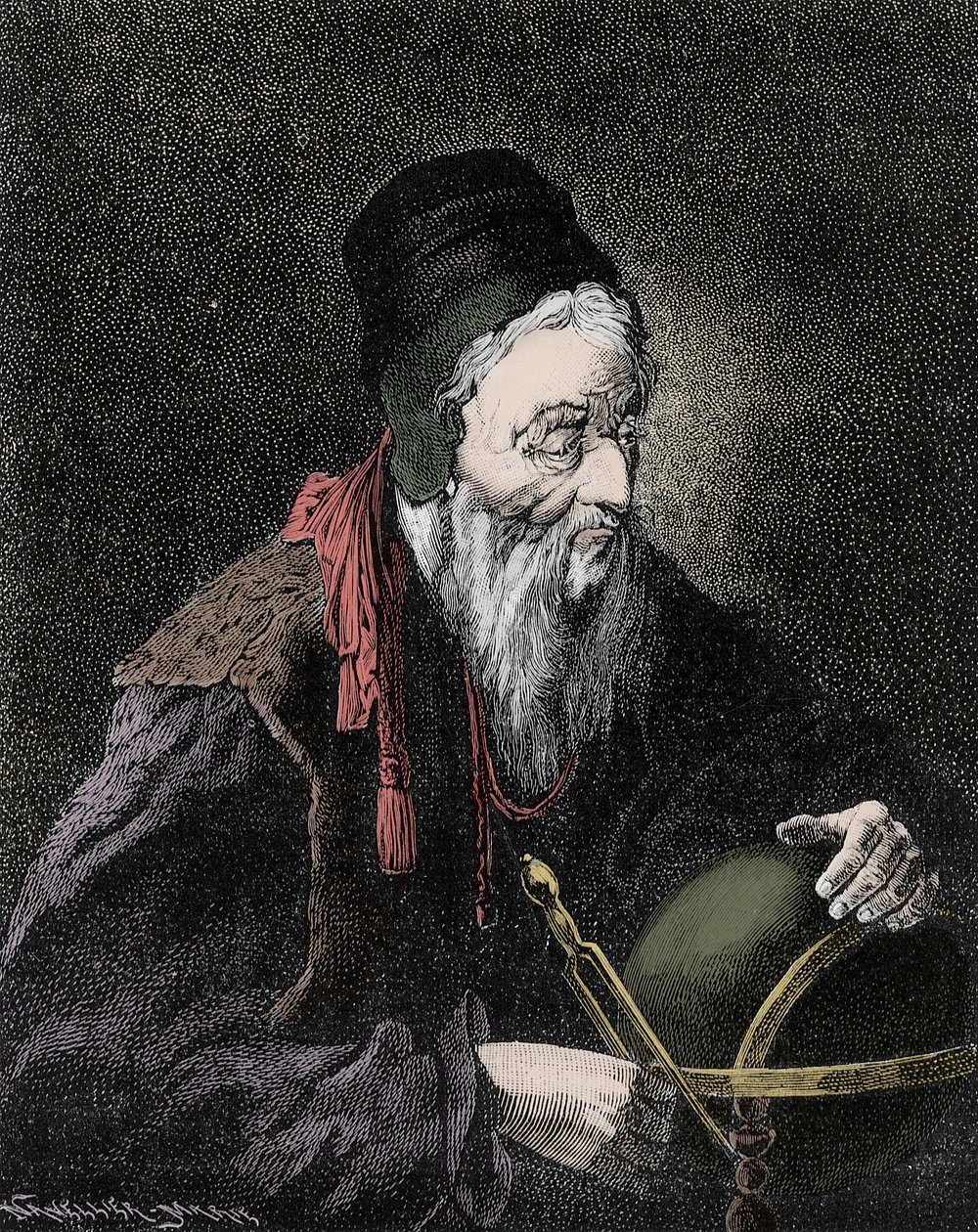 Porträt von Nostradamus, Michel de Notre Dame (1503-1566) französischer Astrologe und Arzt - Gravur des 19. Jahrhunderts von Unknown artist