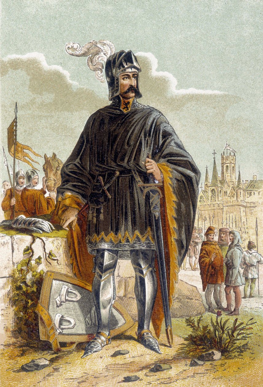 Porträt von Philip van Artevelde (1340-1382), flämischer Politiker und Anführer des Aufstands der Weber von Gent gegen Graf Ludwig II. von Flandern, bekannt als Louis de Male oder Maele (1381). Er wurde in der Schlacht von Rozebeke (1382) besiegt und getöt von Unknown artist