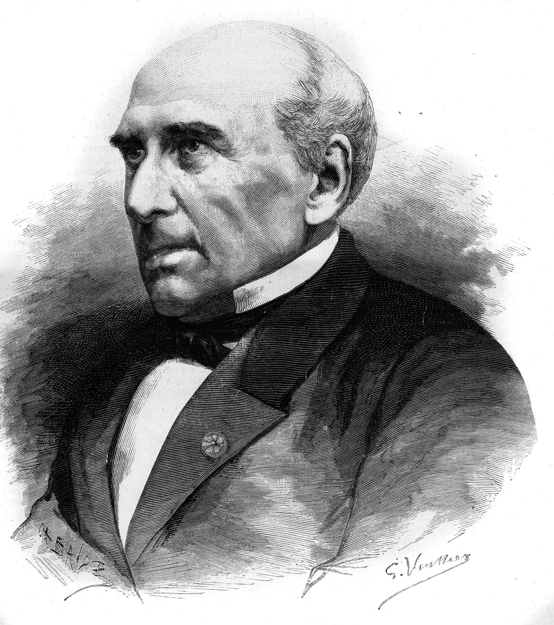 Porträt von Pierre Guillaume Frédéric Le Play (Pierre-Guillaume-Frédéric) (1806-1882), französischer Ingenieur und Soziologe. Stich in „Le Monde illustré“ Nr. 1306 vom 8. April 1882. von Unknown artist