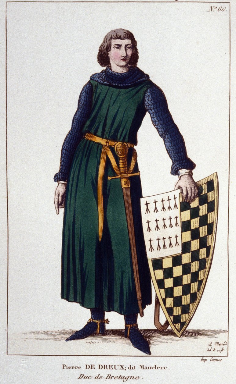 Porträt von Pierre de Dreux, genannt Mauclerc, Herzog im Jahr 1213 (Gravur von 1830) von Unknown artist