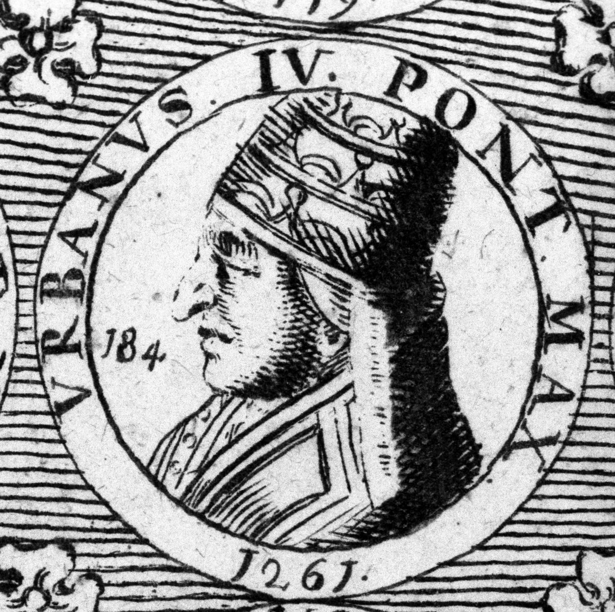 Porträt von Papst Urban IV. (1185 - 1264). Gravur des 18. Jahrhunderts von Unknown artist