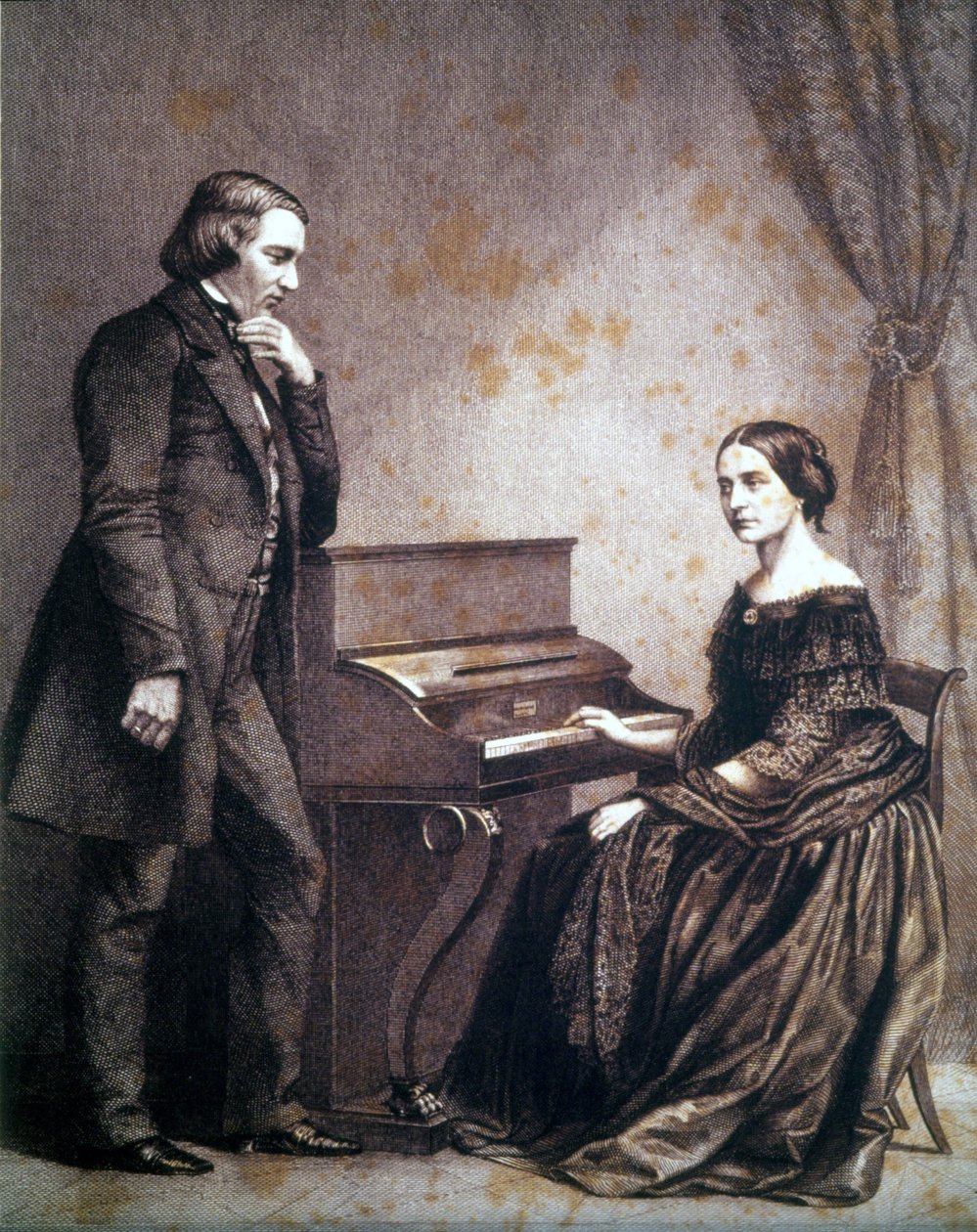 Porträt von Robert Schumann (1810-1856), deutscher Komponist, und Clara Schumann (1819-1896), deutsche Pianistin von Unknown artist