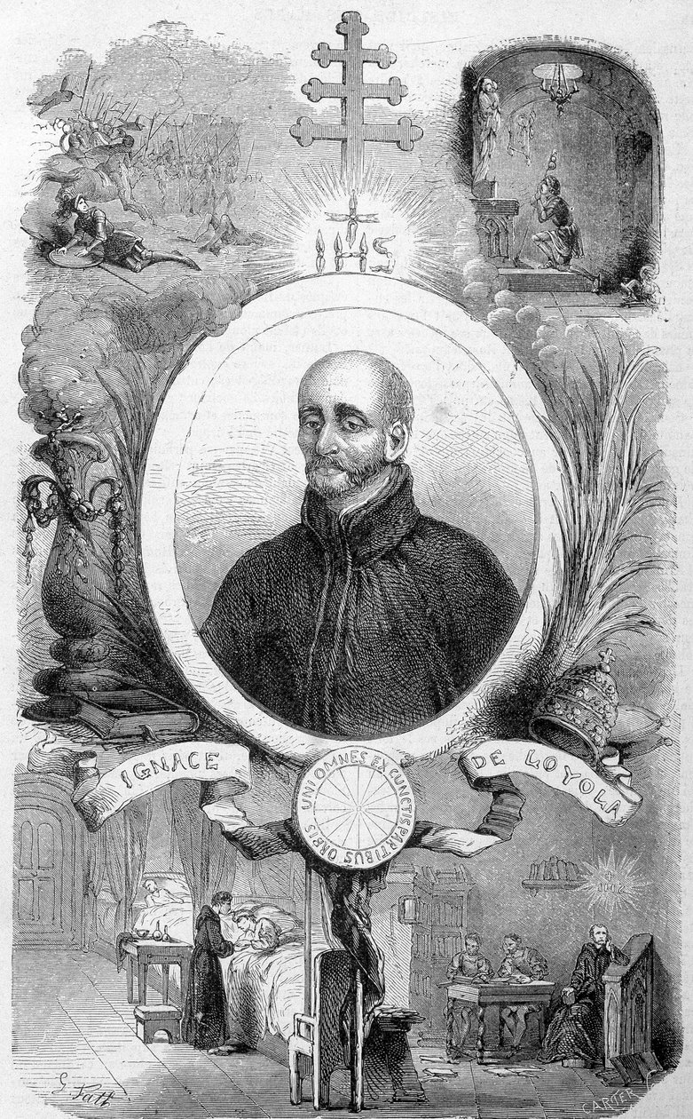 Porträt von Ignatius von Loyola, Gründer der Gesellschaft Jesu (1491-1556) in „Geschichte der Päpste“ von Maurice Lachatre, 19. Jahrhundert von Unknown artist