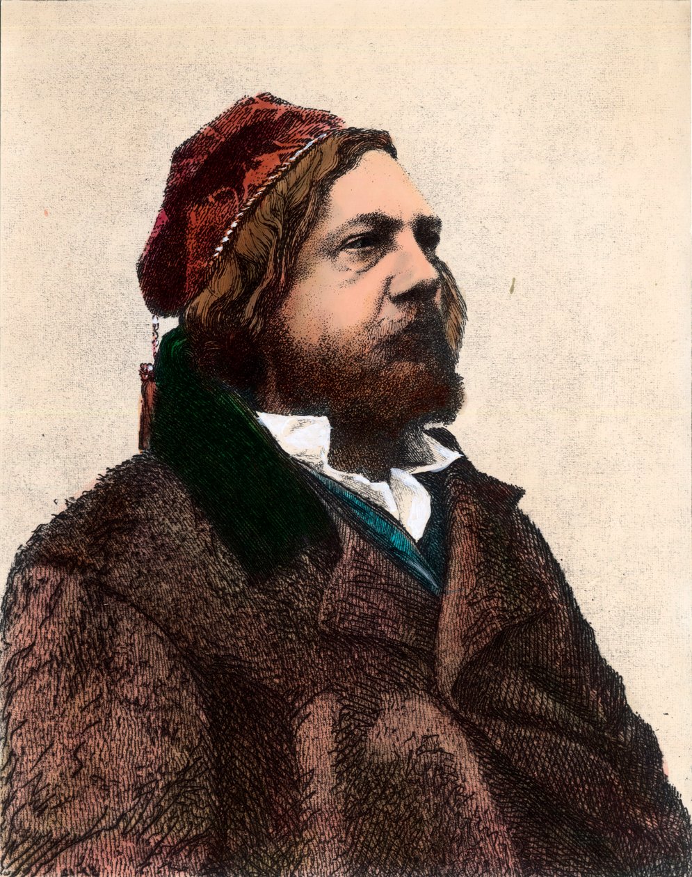 Porträt von Theophile Gautier (1811 - 1872), französischer Dichter, Romanautor und Kunstkritiker. Gravur des 19. Jahrhunderts. Private Sammlung von Unknown artist
