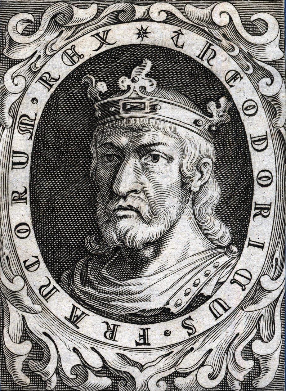 Porträt von Thierry II (? - 613), König von Burgund und Austrasien. von Unknown artist