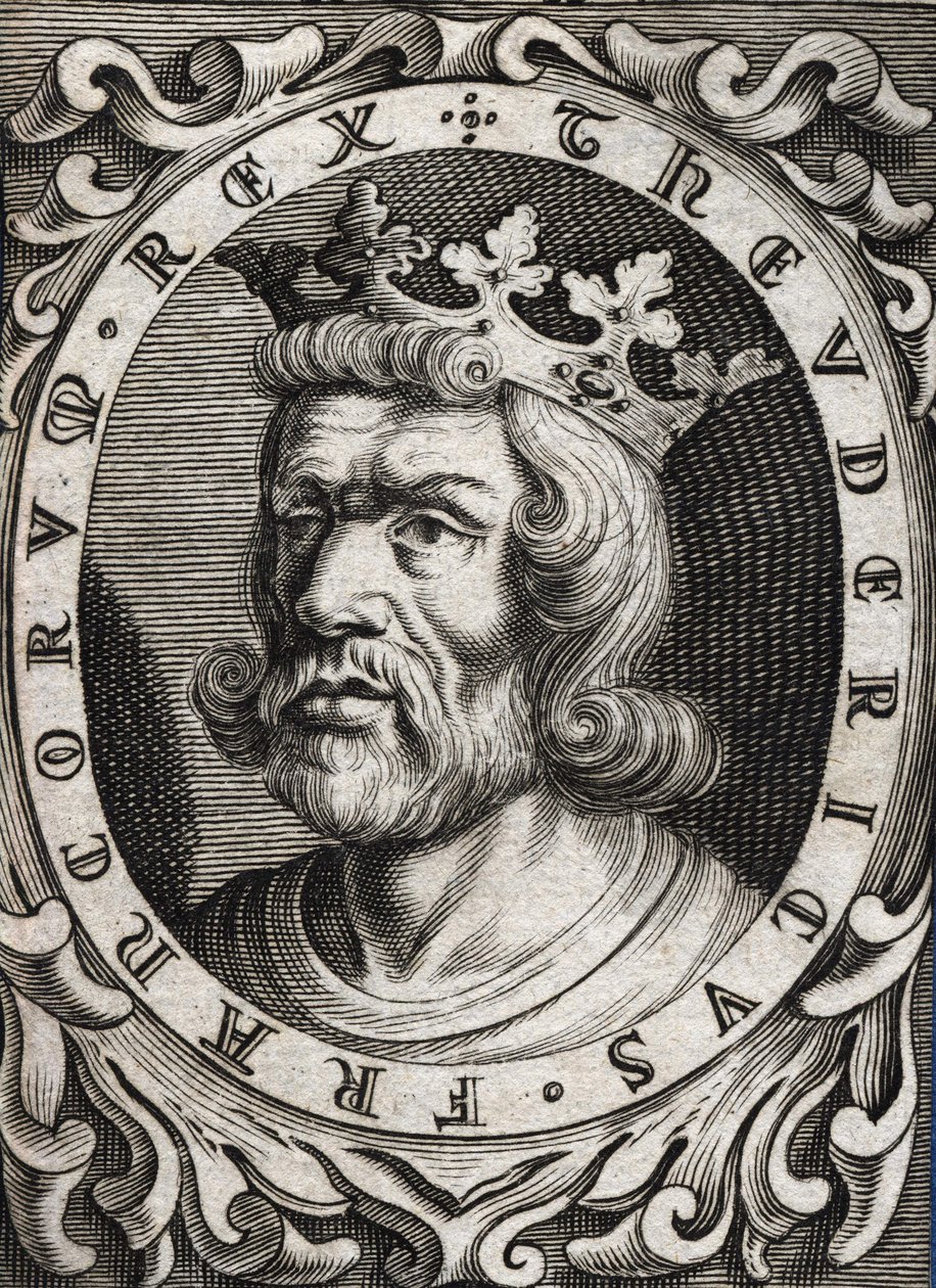 Porträt von Theuderich I. (? - 533), König von Austrasien. Gravur des 18. Jahrhunderts von Unknown artist