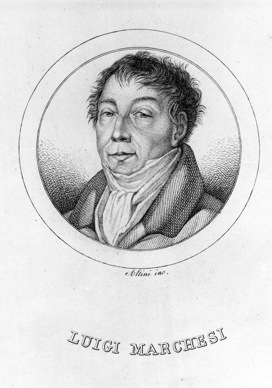 Porträt des italienischen Kastraten Luigi Marchesi (1754 - 1829), auch bekannt als Marchesini. Gravur des 19. Jahrhunderts. von Unknown artist