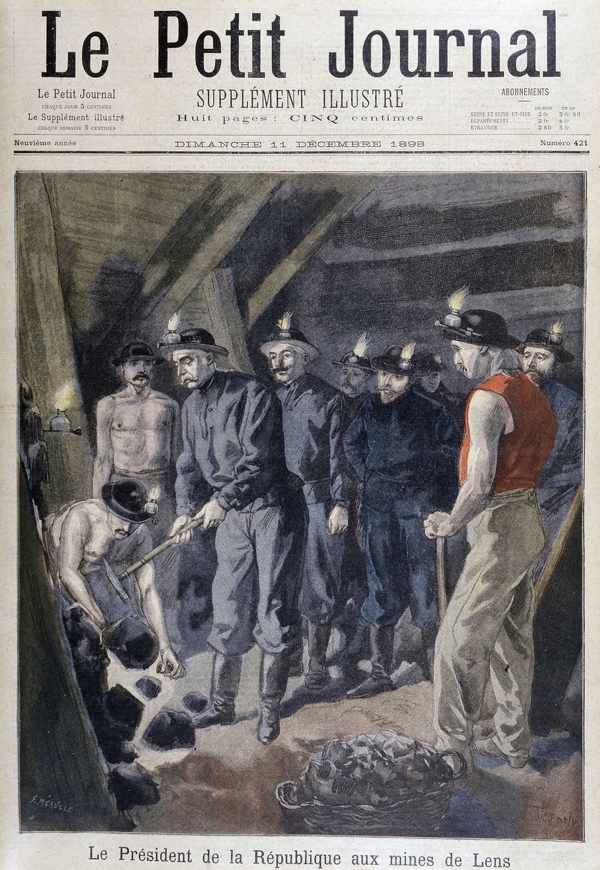 Präsident der Republik Jean Casimir-Perrier umgeben von Bergleuten in den Minen von Lens, „Le petit journal“ vom 11. Dezember von Unknown artist