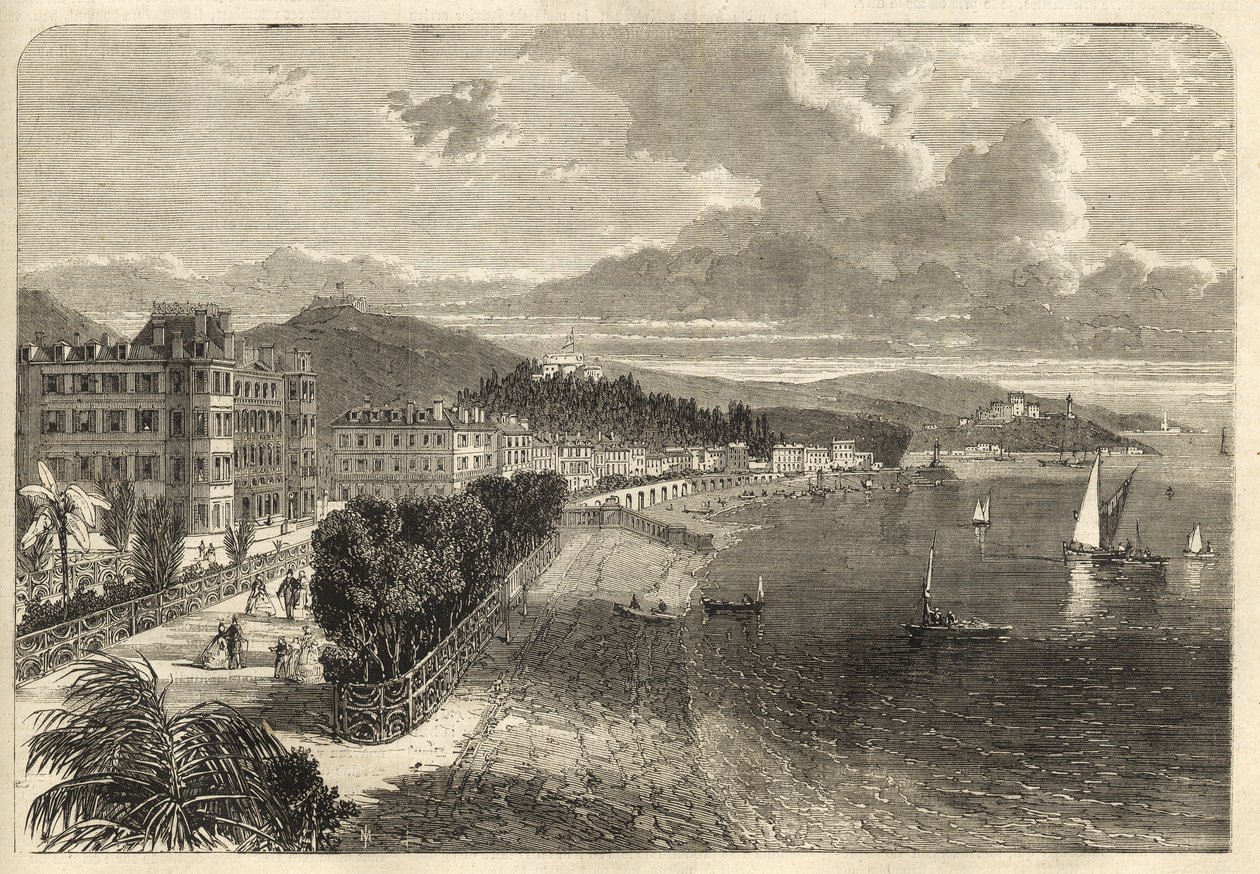 Promenade des Anglais in Nizza im Jahr 1866 - Gravur von Unknown artist