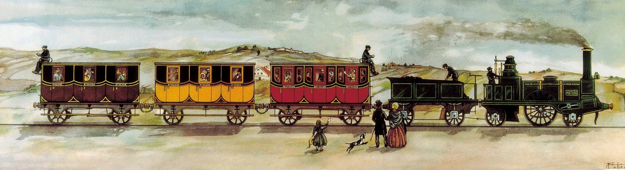 Eisenbahnlinie zwischen Barcelona und Mataro (Barcelona-Mataro) eröffnet am 28. Oktober von Unknown artist
