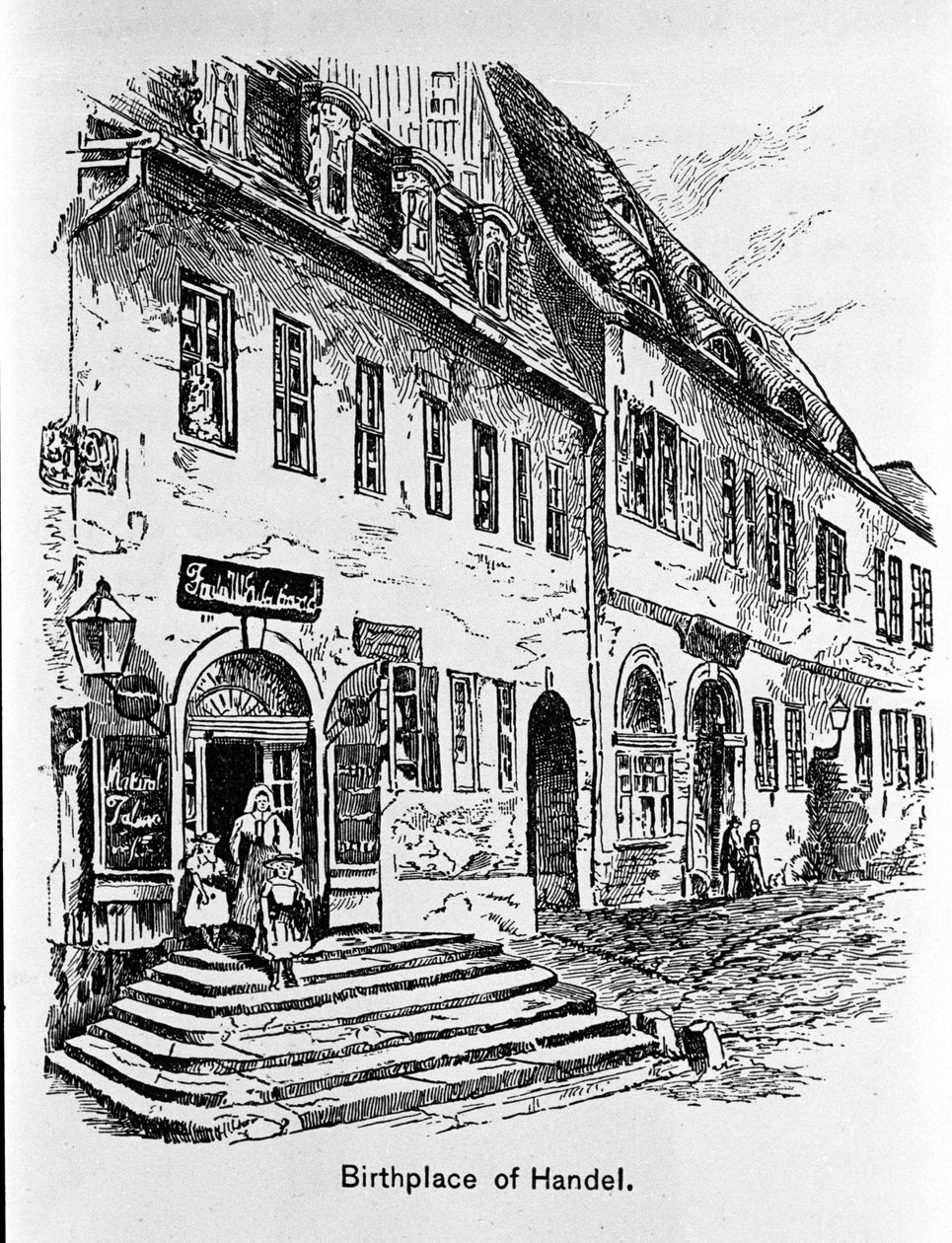 Darstellung des Hauses, in dem Georg Friedrich Händel geboren wurde. von Unknown artist