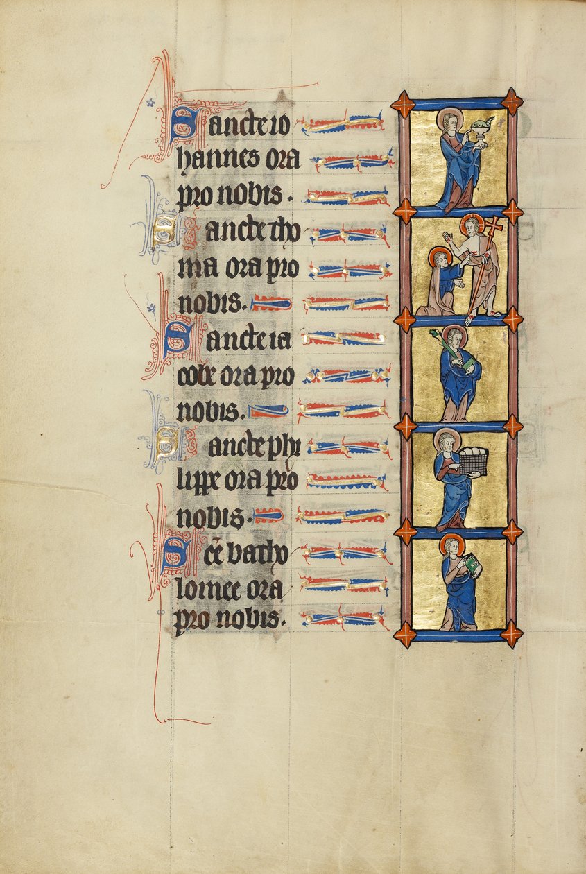 Johannes der Evangelist mit dem vergifteten Kelch; Der ungläubige Thomas; Heiliger Jakobus mit einem Buch und dem vergifteten Knüppel; Heiliger Philippus mit einem Brotkorb; Heiliger Bartholomäus mit einem Buch von Unknown artist
