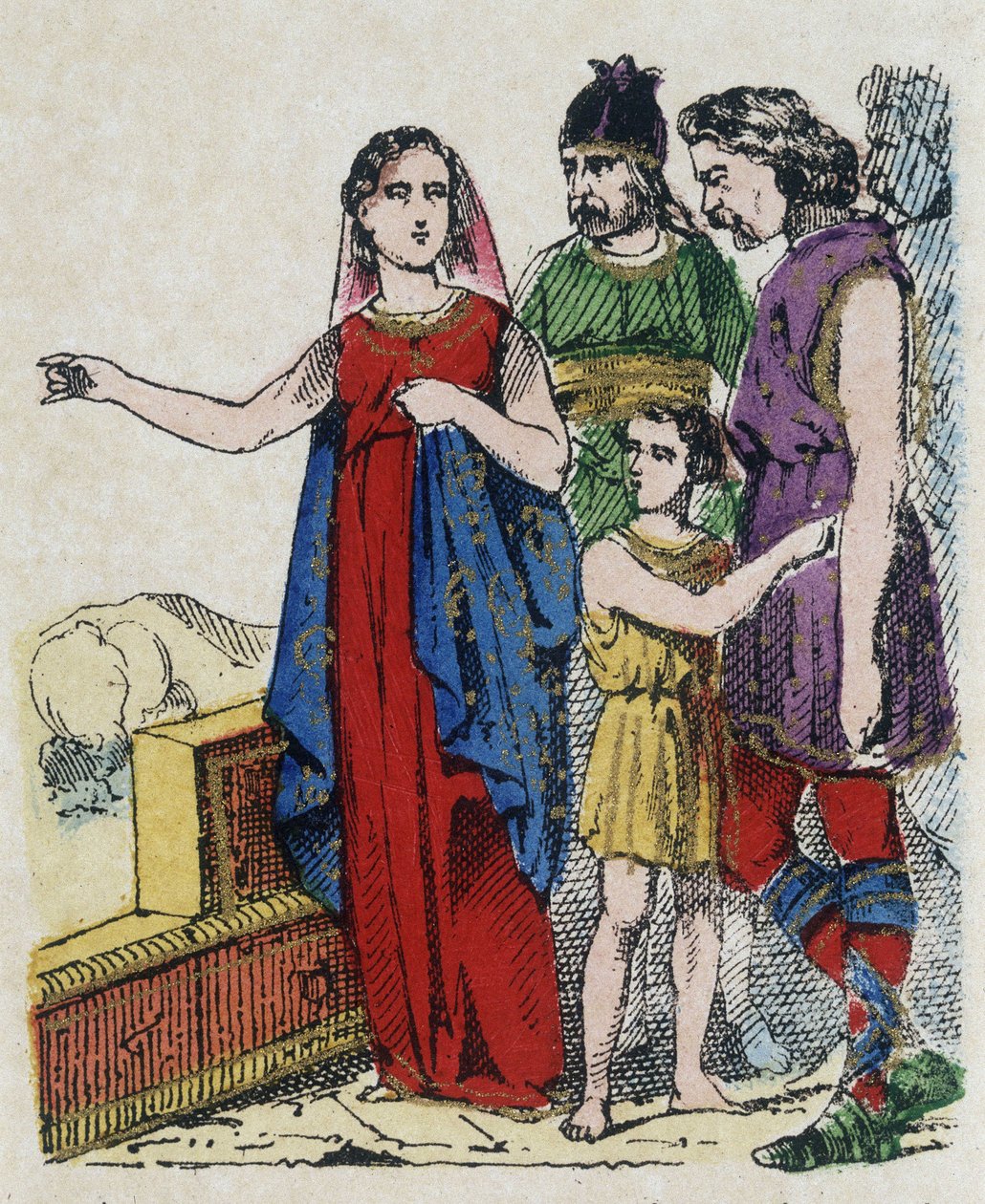 Die heilige Genevieve (422-502), Schutzpatronin von Paris, hielt die Pariser davon ab, ihre Stadt zu verlassen, die 451 von Attila, dem König der Hunnen, bedroht wurde. von Unknown artist