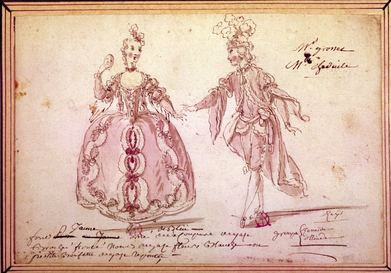 Szenografie: Kostümzeichnung für die Pastorale „Nais“ von Jean Philippe Rameau (1683-1764) 1764. Aquarell von Unknown artist