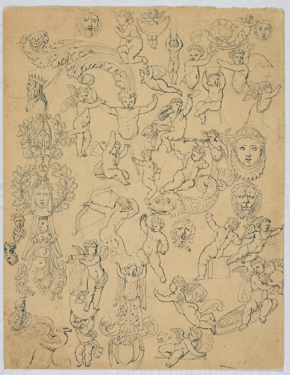 Blatt mit Putti und Studien nach der Antike von Unknown artist
