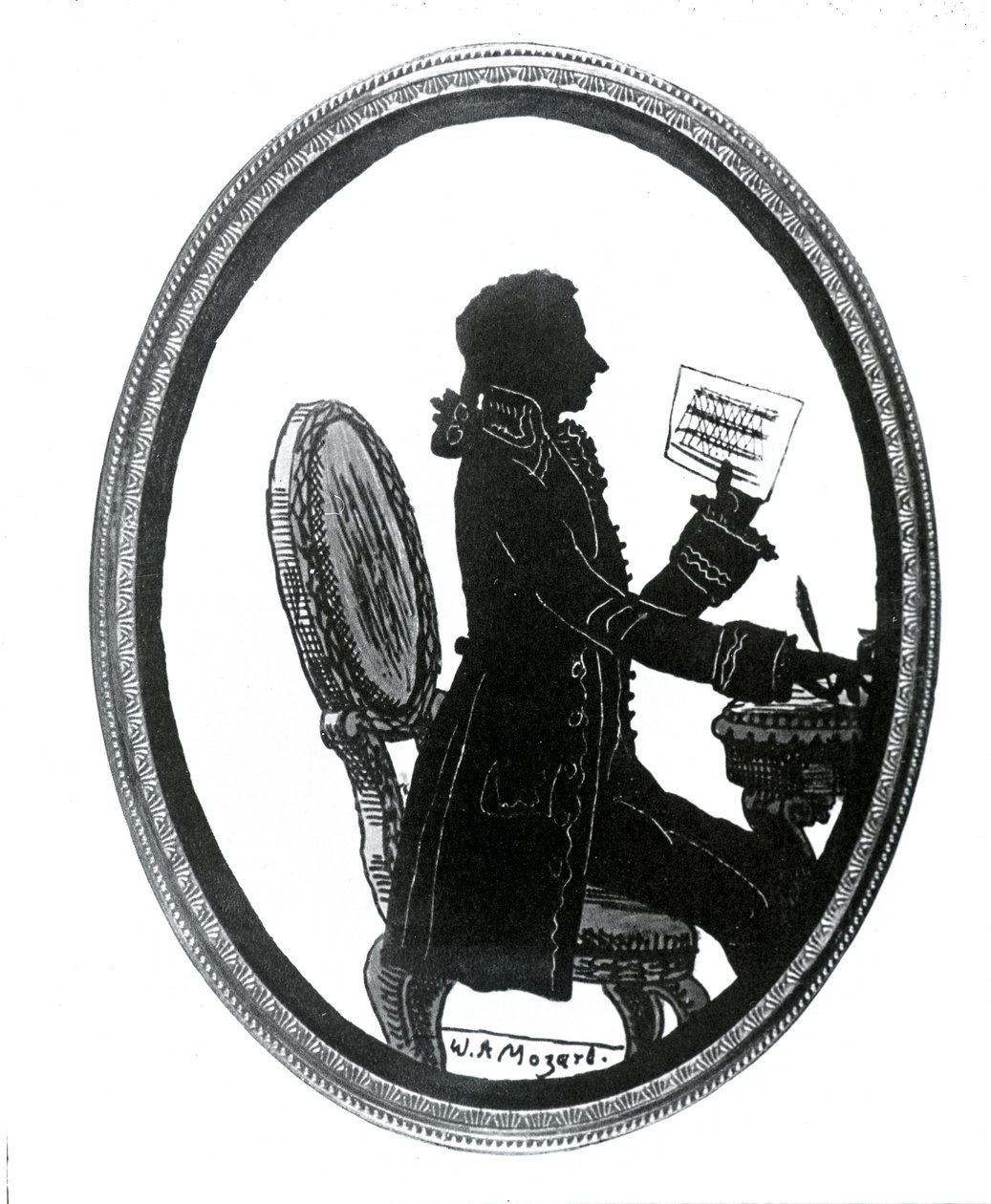 Silhouette des Komponisten Wolfgang Amadeus Mozart (1756 - 1791). von Unknown artist