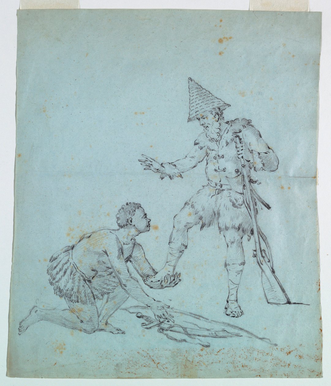 Skizze für einen Baumwollendruck: Robinson Crusoe von Unknown artist