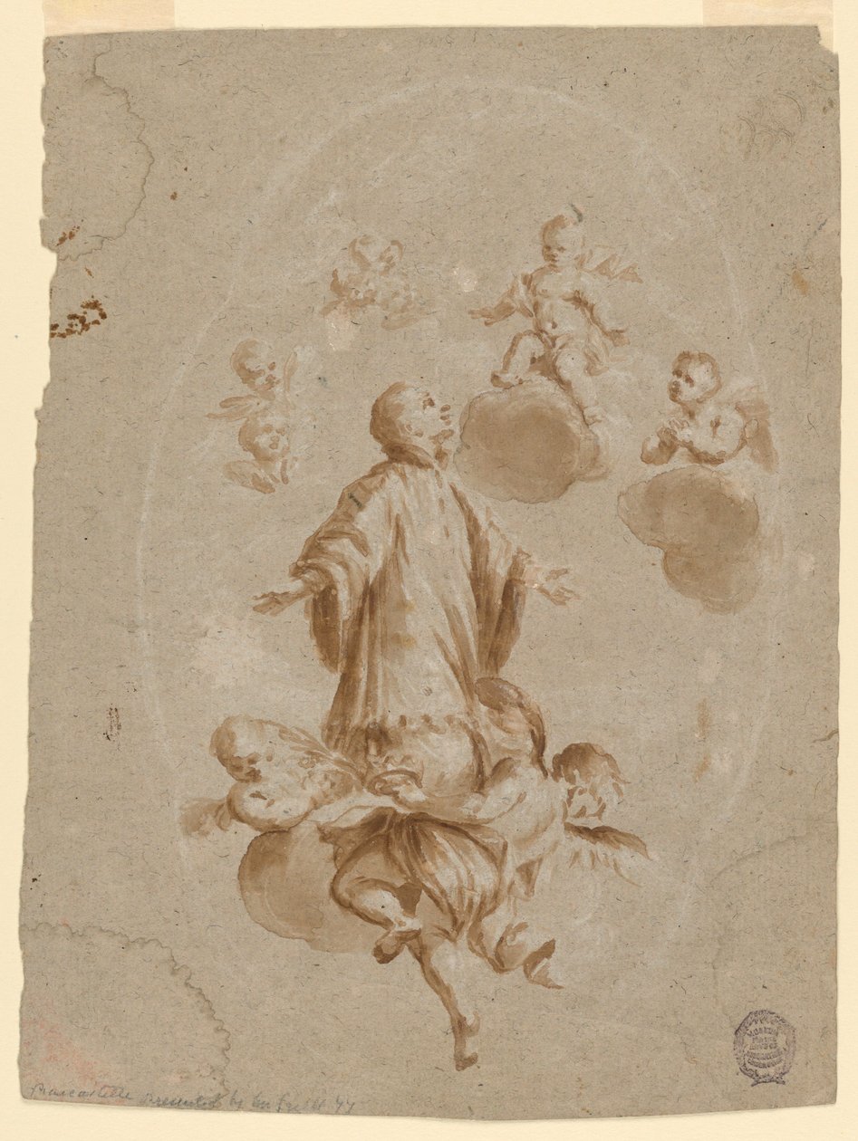 Der heilige Aloysius Gonzaga wird vom Christkind im Himmel empfangen von Unknown artist