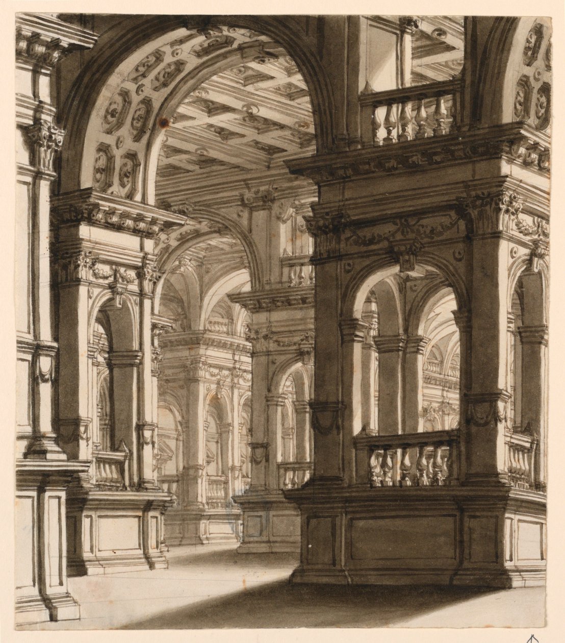 Bühnenbild, Innenraum einer Renaissance-Loggia von Unknown artist