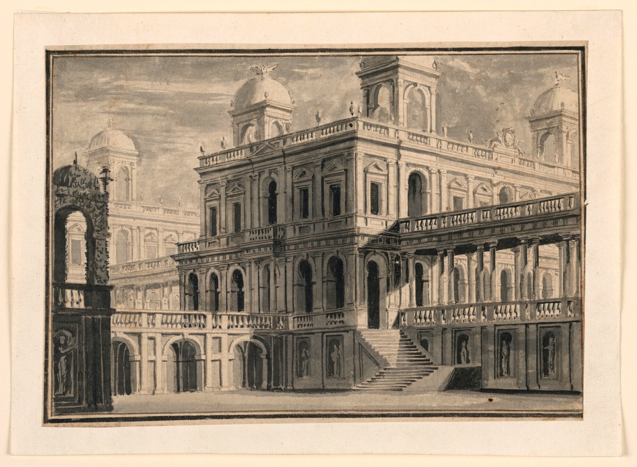 Bühnenbild, Palast und Portiken von außen von Unknown artist