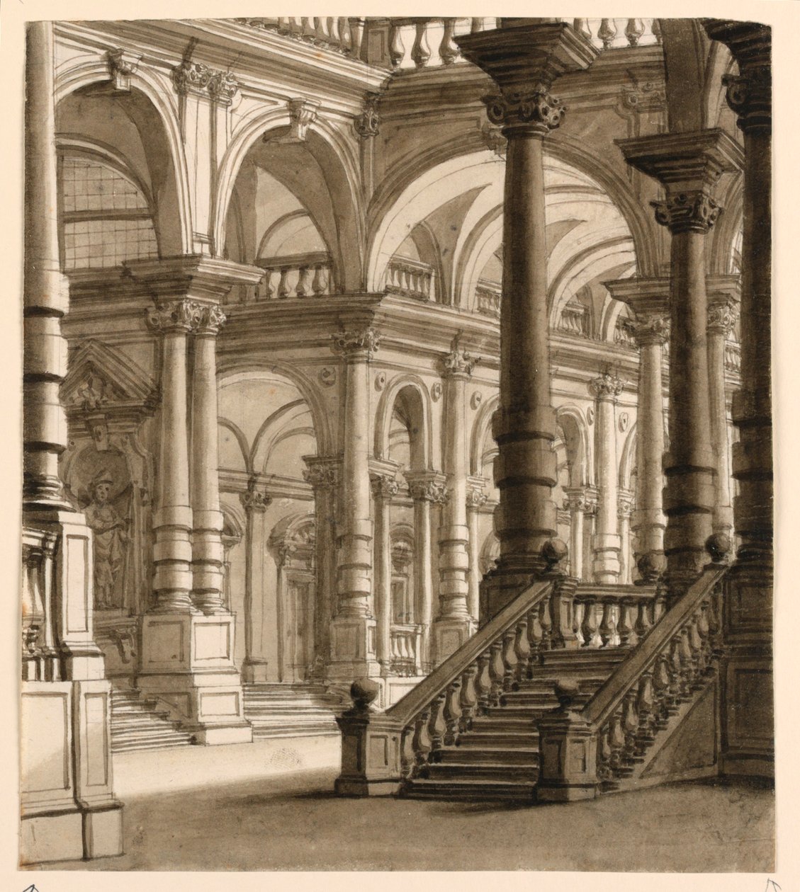 Bühnenbild, Portikus mit Treppe von Unknown artist