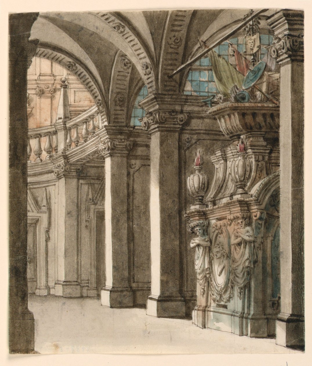 Bühnenbild, Blick in die Apsis von Unknown artist
