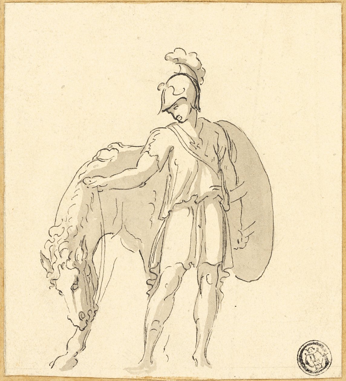 Stehender Krieger und Pferd von Unknown artist
