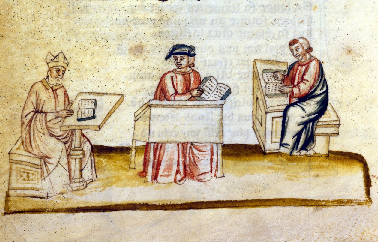 Studierzimmer in einem Kloster. 14. Jahrhundert. Bibl. Nazionale Marciana, Venedig. von Unknown artist