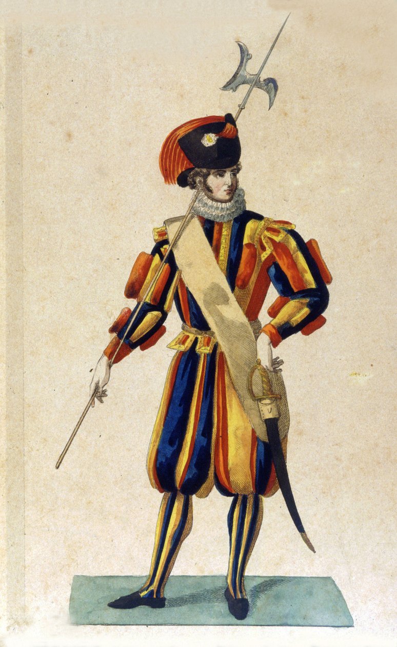 Schweizergarde der Vatikanstadt in kleiner Uniform. von Unknown artist