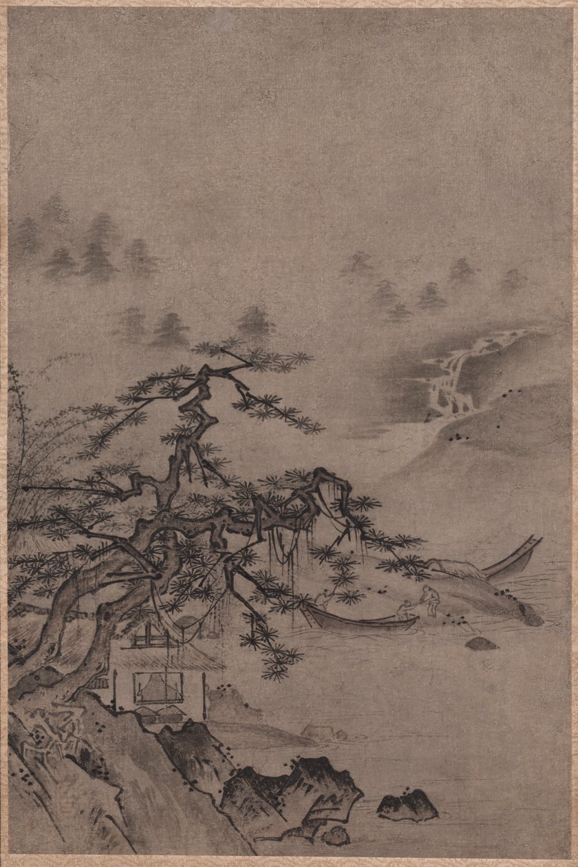 Reetdachhütte am Wasser von Unknown artist