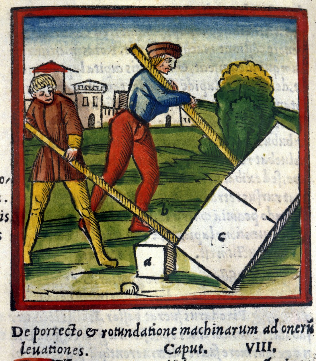 Der Hebel des Archimedes in „De architectura“ von Vitruv (1630) von Unknown artist