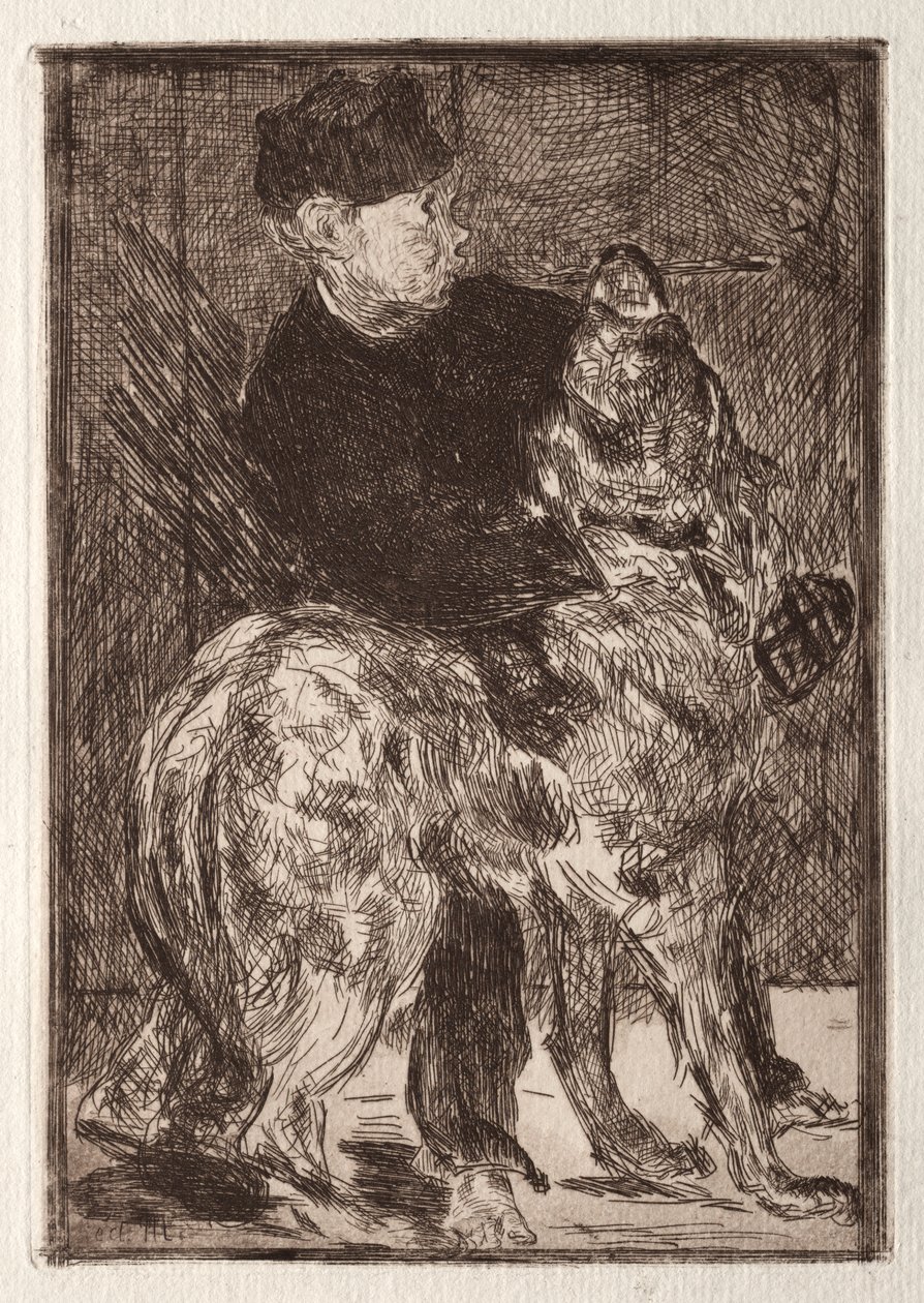Der Junge mit einem Hund von Unknown artist