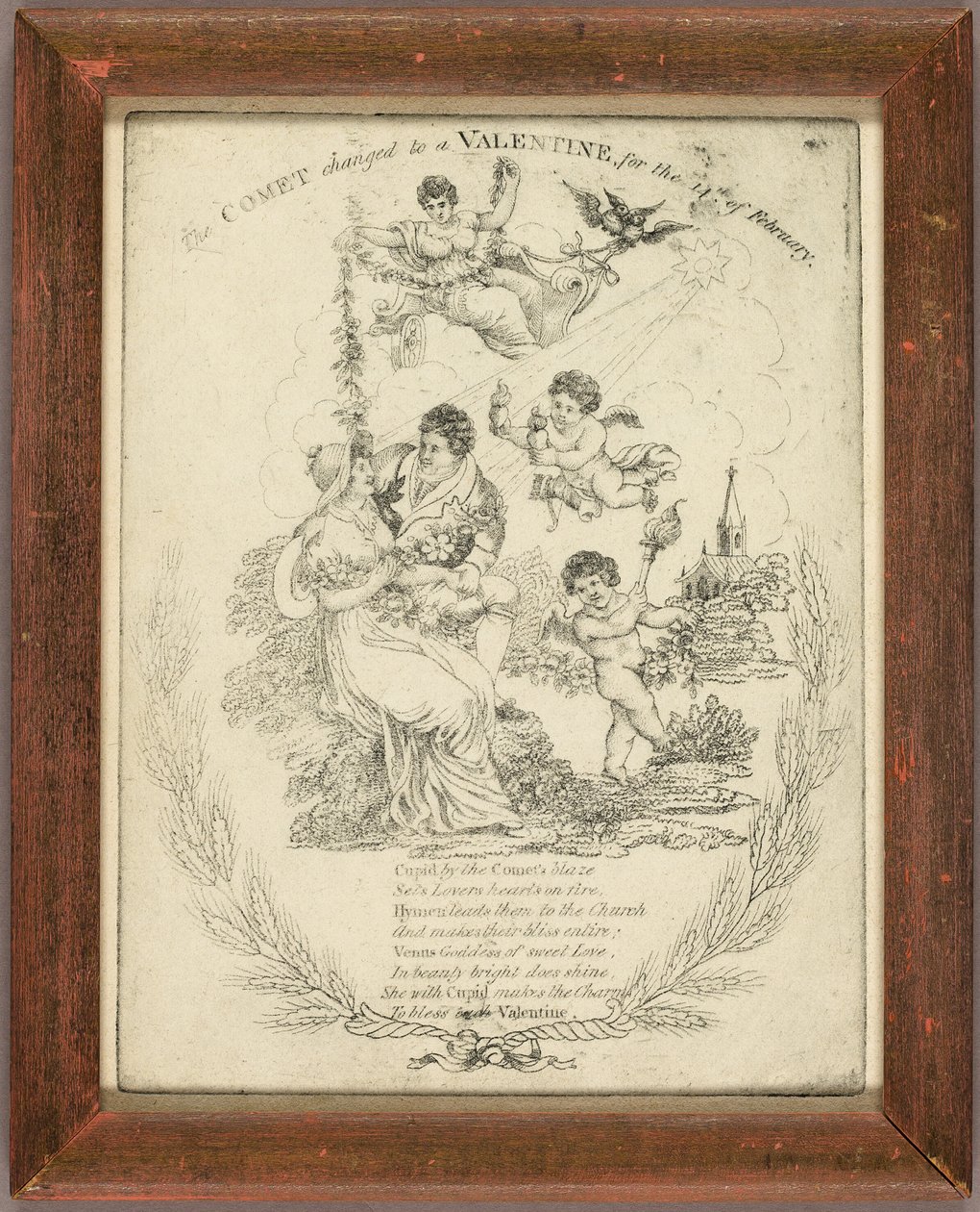 Der Komet verwandelt sich in eine Valentinskarte für den 14. Februar (Valentine) von Unknown artist