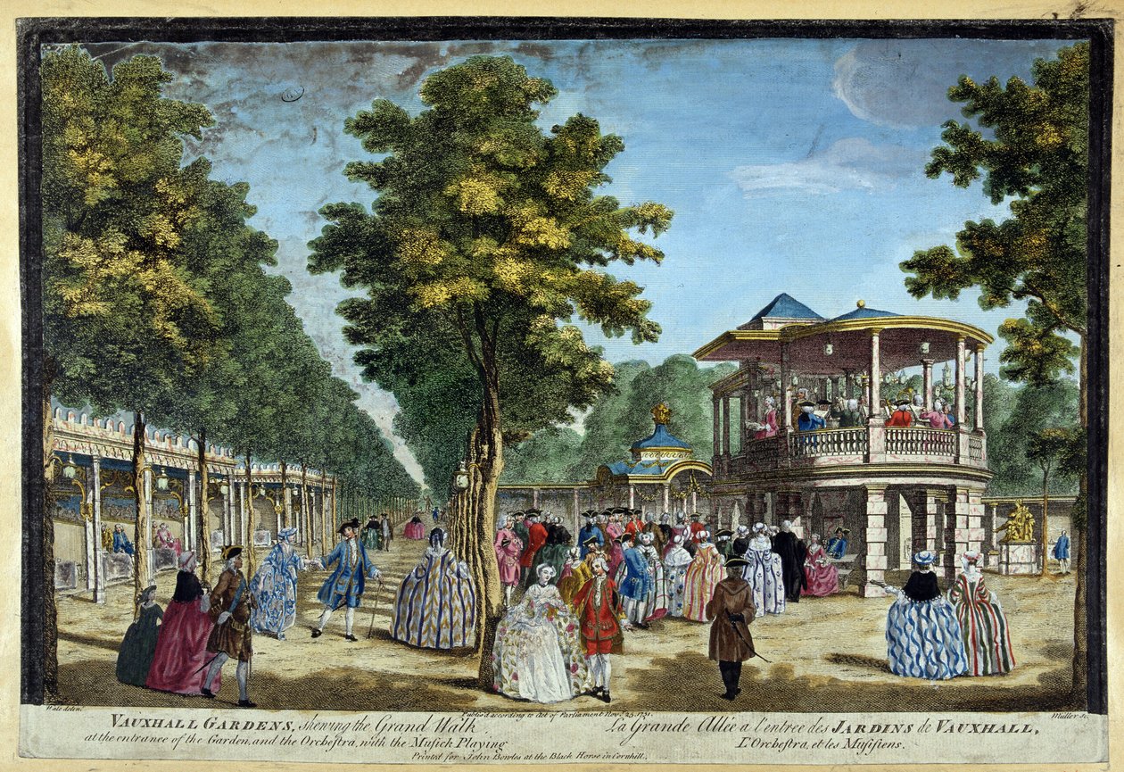 Die große Allee am Eingang der Gärten von Vauxhall von Unknown artist