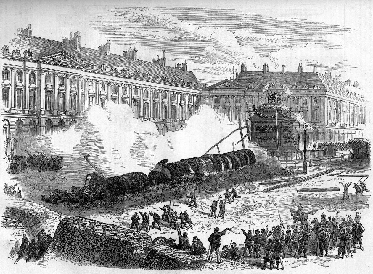 Die Pariser Kommune 1871. Abriss der Vendôme-Säule durch die Föderierten (Kommunarden) am 12. April von Unknown artist