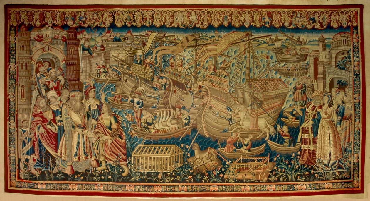 Der portugiesische Seefahrer Vasco da Gama (1459-1524) kam 1498 in Calicut (Kozhikode) in Indien an von Unknown artist