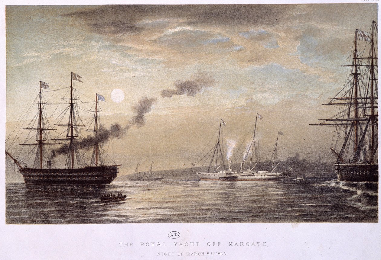 Die königliche Yacht vor Margate: Königliche Yacht von England, eine Nacht im März 1863. von Unknown artist