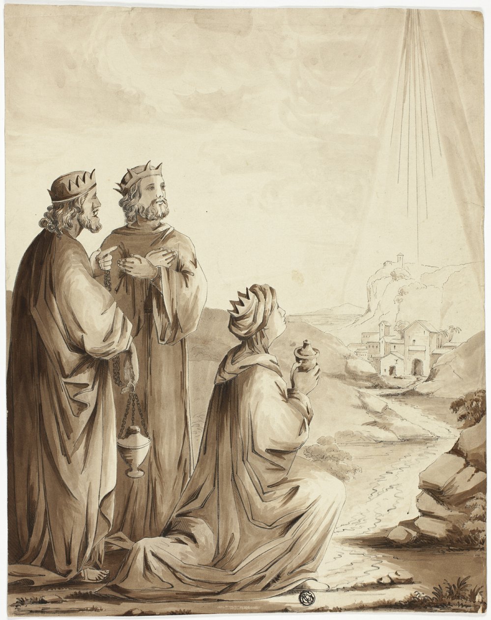 Die drei Weisen, die auf den Stern von Bethlehem zeigen von Unknown artist
