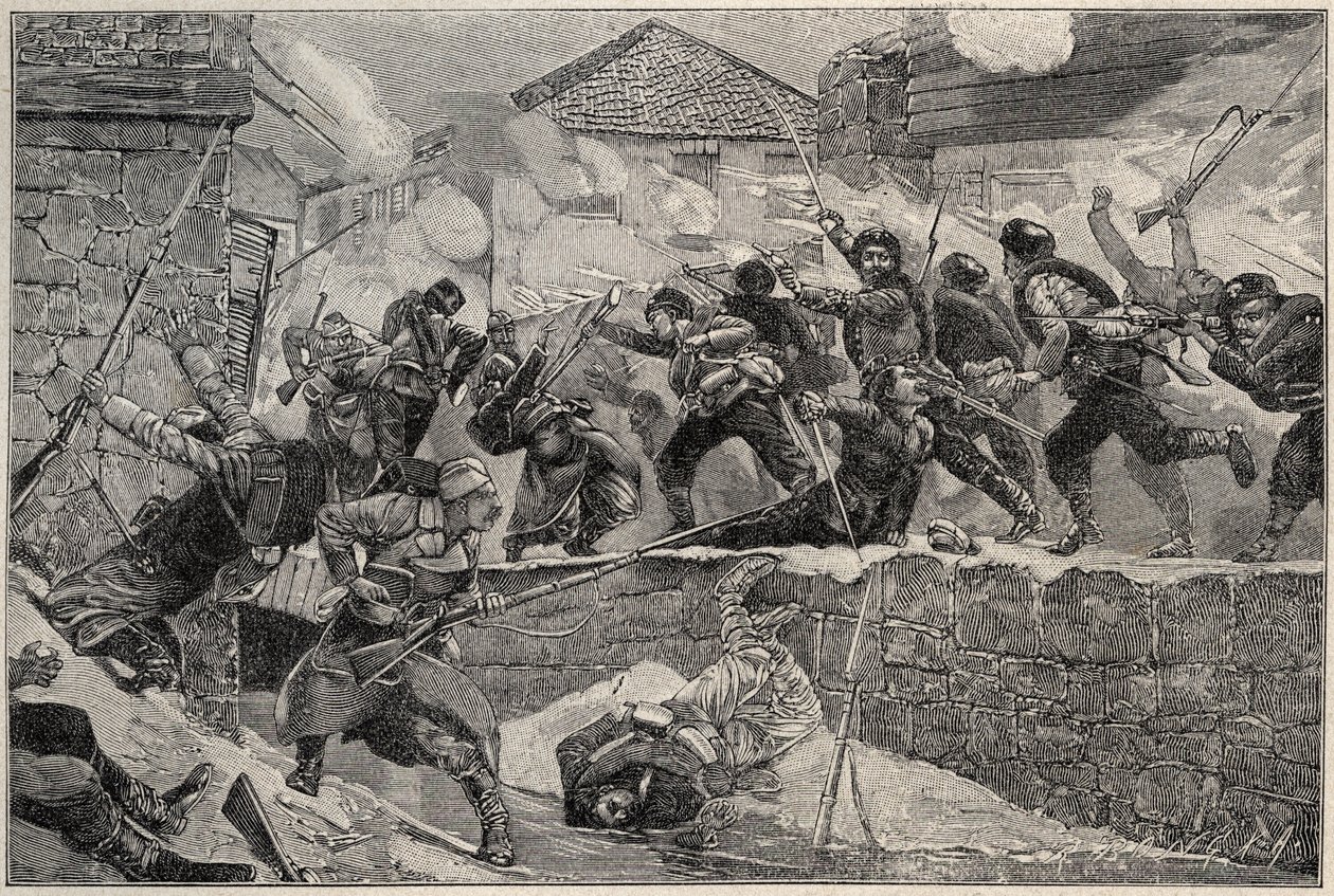 Der Krieg zwischen Serbien und Bulgarien, Serbo-Bulgarischer Krieg 1885 - Schlacht von Pirot, 27.11.1885 - Serbo-Bulgarischer Krieg Schlacht von Pirot 1885 von Unknown artist